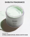 Jar of OUAI body cream with Shibuya Fragrance on a white background