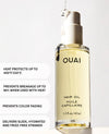 OUAI HAIR OIL ON WHITE BACKGROUND 