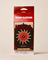 OUAI Ibiza Ouai-Cation scented air freshener in retro vinyl record packaging.
